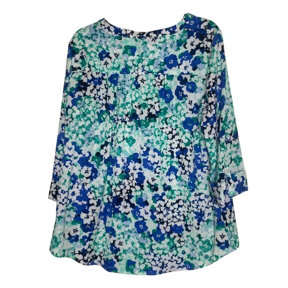 Croft & Barrow Womens Floral Print‎ Stretch Blouse XL 3/4 Sleeve Button Front - Picture 6 of 11